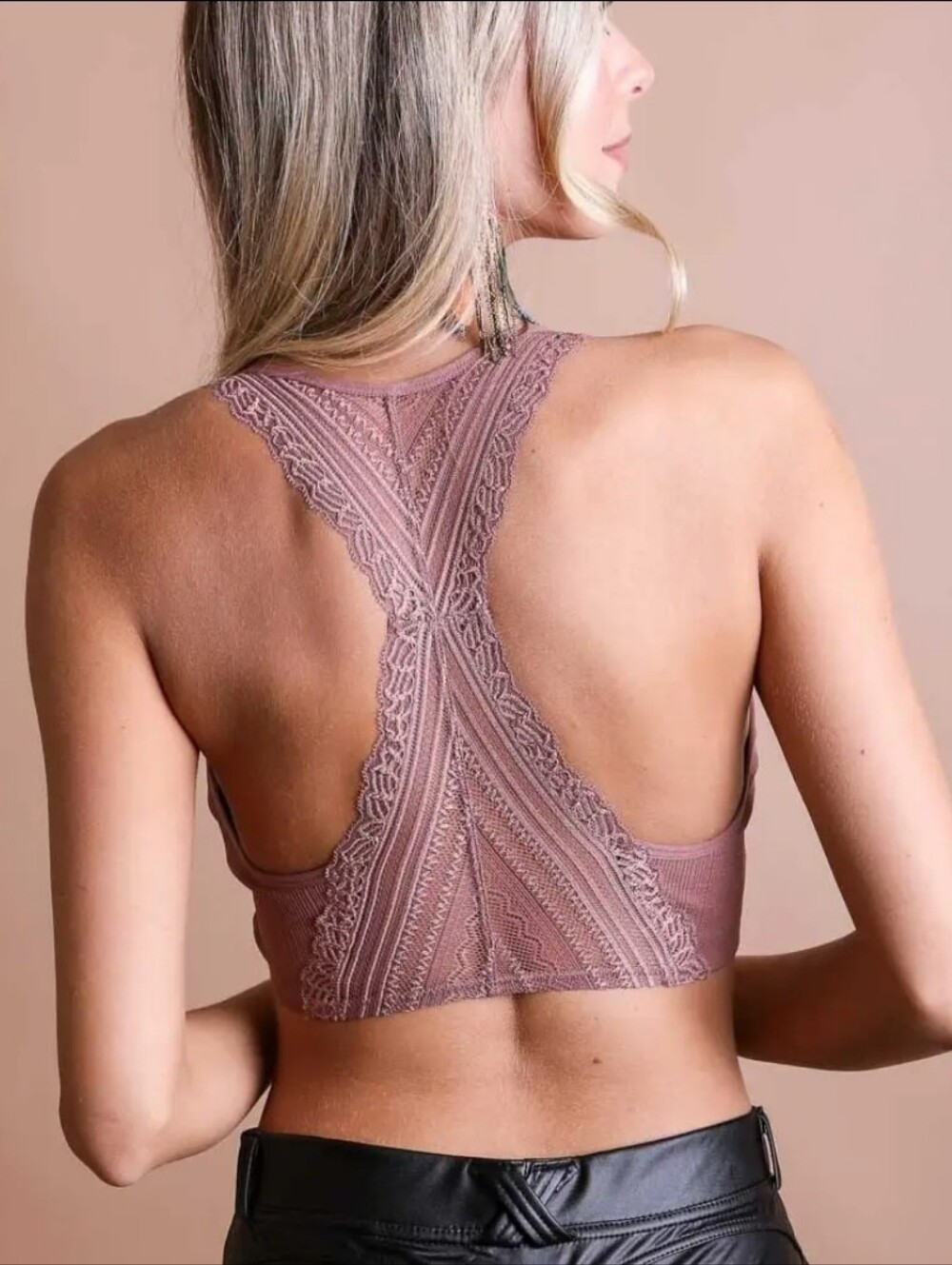 Lace Racerback Bralette in Mauve